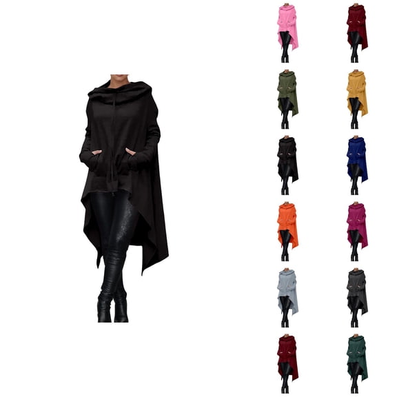 Hoodie Dress for Women with Pockets Fall Winter Irregular Hem Plain Casual Sweatshirt Pullover Tops