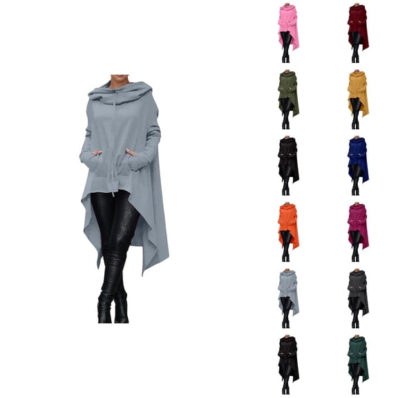 Hoodie Dress for Women with Pockets Fall Winter Irregular Hem Plain Casual Sweatshirt Pullover Tops