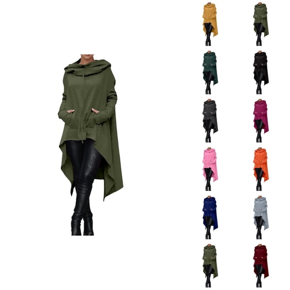 Hoodie Dress for Women with Pockets Long Sleeve Irregular Hem Plain Loose Sweatshirt Hoodie Pullover Tops