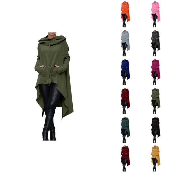 Hoodie Dress for Women with Pockets Long Sleeve Irregular Hem Solid Color Loose Hooded Sweatshirt Pullover Tops
