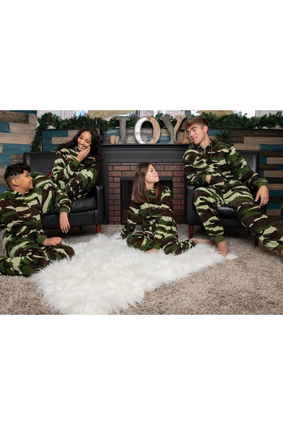 Hoodie Fleece Camouflage Onesie Jumpsuit Pajamas for Boys & Girls, Footless, Unisex, Size 12