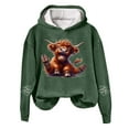 thumbnail image 1 of Hoodie For Women Casual Sweatshirts Oversized Highland Cow Print Country Western Long Sleeve Hooded Christmas Farm Funny Graphic Shirts, 1 of 3