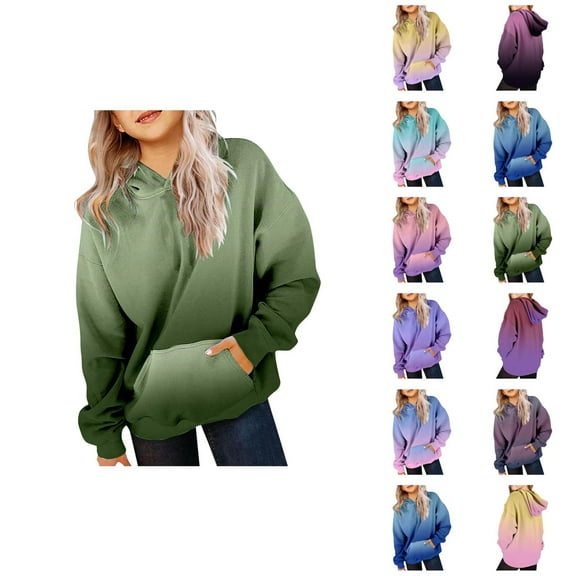 Hoodie for Girls Cute Hoodies For Teen Girls Trendy Preppy Hooded Sweatshirts Oversized Long Sleeve Shirts Gradient Clothes For Girls Pullover Hoodies