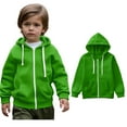 thumbnail image 1 of Hoodie Green Full Zip Up Hooded Long Sleeve Soft Sweatshirts Top Fall Winter Clothes Child Girls Clothes 5-6 Years Boys Girls Fashion, 1 of 6
