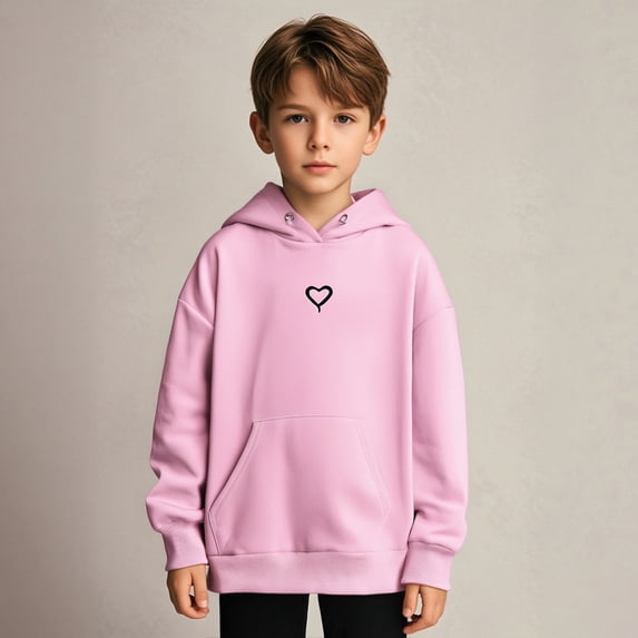 Hoodie Heart Print Hoodie Casual Long Sleeve Hoodies Winter Clothes Girls Clothes 9-10 Years Boys Girls Fashion