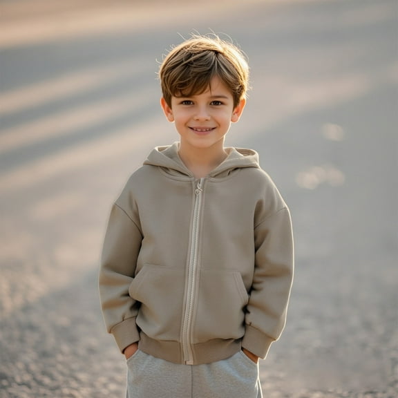 Hoodie Khaki Full Zipper Hoodie Casual Long Sleeve Classic Hoodie Winter Clothes Kids Clothes Boys Size 4-5 Years Boys Girls Fashion