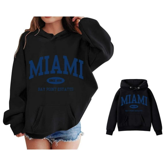 Boys Hoodie City Name Letter Print Black Hoodie Lightweight Long Sleeve Hoodies Fall Clothes Girls Clothes Size 8-10 Years