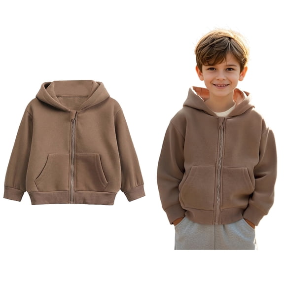 Hoodie Kids Coffee Full Zipper Hoodies Casual Long Sleeve Hoodies Winter Clothes Kids Clothes Girls Size 12-24 Months Boys Girls Fashion