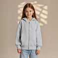 thumbnail image 1 of Hoodie Kids Grey Zipper Hoodie Casual Long Sleeve Sweatshirts Winter Clothes Little Girls Clothes Size 9-10 Years, 1 of 9