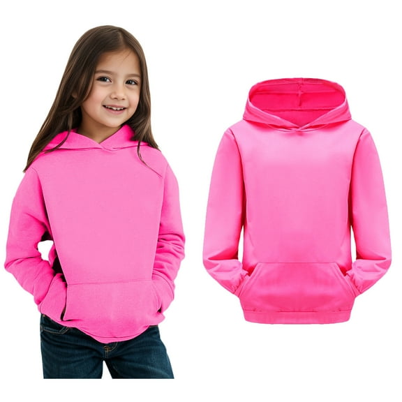 Hoodie Kids Hot Pink Hooded Long Sleeve Pullover Tops Fall Clothes Boys 2-3 Years Clothes Boys Girls Fashion