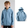 thumbnail image 1 of Hoodie Kids Light Blue Full Zip Up Hooded Casual Long Sleeve Sweatshirts Jackets Fall Clothes Baby Girls Clothes 5-6 Years Boys Girls Fashion, 1 of 7