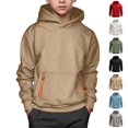 thumbnail image 1 of Hoodie Kids Long Sleeve Pullover Hoodie Casual Tops Fall Winter Clothes Khaki Sweatshirt Size 4-15 Years, 1 of 4