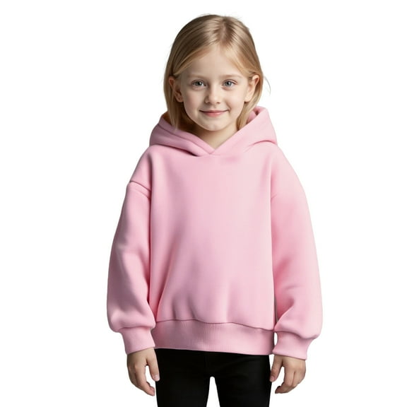 Hoodie Kids Pink Hooded Long Sleeve Pullover Tops Warm Fall Winter Clothes Size 5-6 Years Girls Clothes Boys Girls Fashion