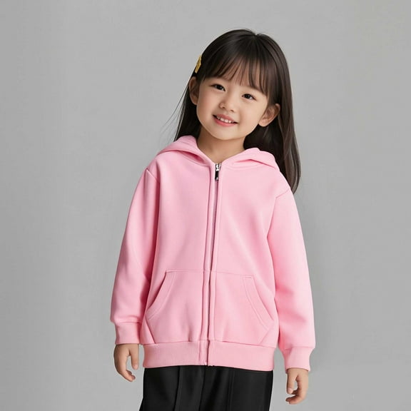 Hoodie Kids Pink Zip up Hoodie Long Sleeve Casual Basic Pullover Sweatshirt Hoodie Winter Clothes Toddler Girls Clothes 4T