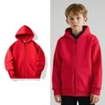thumbnail image 1 of Hoodie Kids Red Zipper Hoodies Long Sleeve Lightweight Pullover Tops Loose Sweatshirt Warm Fall Winter Clothes Kids Clothes Boys Size 2-3 Years, 1 of 7