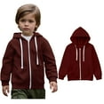 thumbnail image 1 of Hoodie Kids Wine Full Zip Up Hoodies Long Sleeve Casual Basic Pullover Sweatshirt Hoodie Winter Clothes Girls 5-6 Years Clothes Boys Girls Fashion, 1 of 6