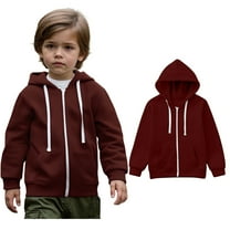 Hoodie Kids Wine Full Zip Up Hoodies Long Sleeve Casual Basic Pullover Sweatshirt Hoodie Winter Clothes Girls 5-6 Years Clothes Boys Girls Fashion
