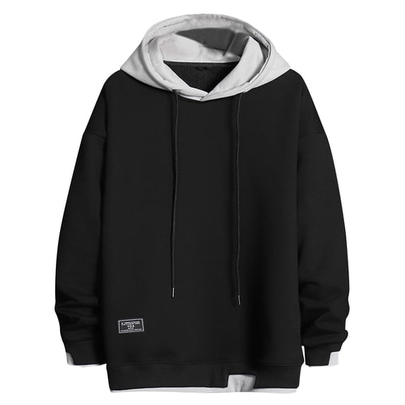 Hoodie with Large Hood Jerdar Men's Fall Knit Fabric Colorblock Hoodie Loose Fit Fashion Casual Athletic Long Sleeve Everyday Pullover Hooded Sweatshirt Top