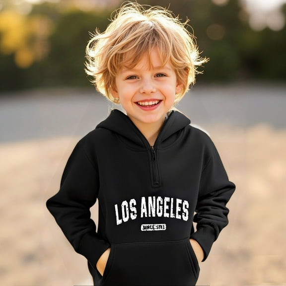 Hoodie Mask Letter Print Black Half Zipper Hooded Long Sleeve Casual Basic Pullover Sweatshirt Hoodie Fall Winter Clothes Size 13-14 Years Boys Clothes