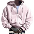 thumbnail image 1 of Hoodie Men Men's Full Zip Up Long Sleeve Solid Hooded Hoodie with Pocket Mens Sweatshirt Pink S, 1 of 4