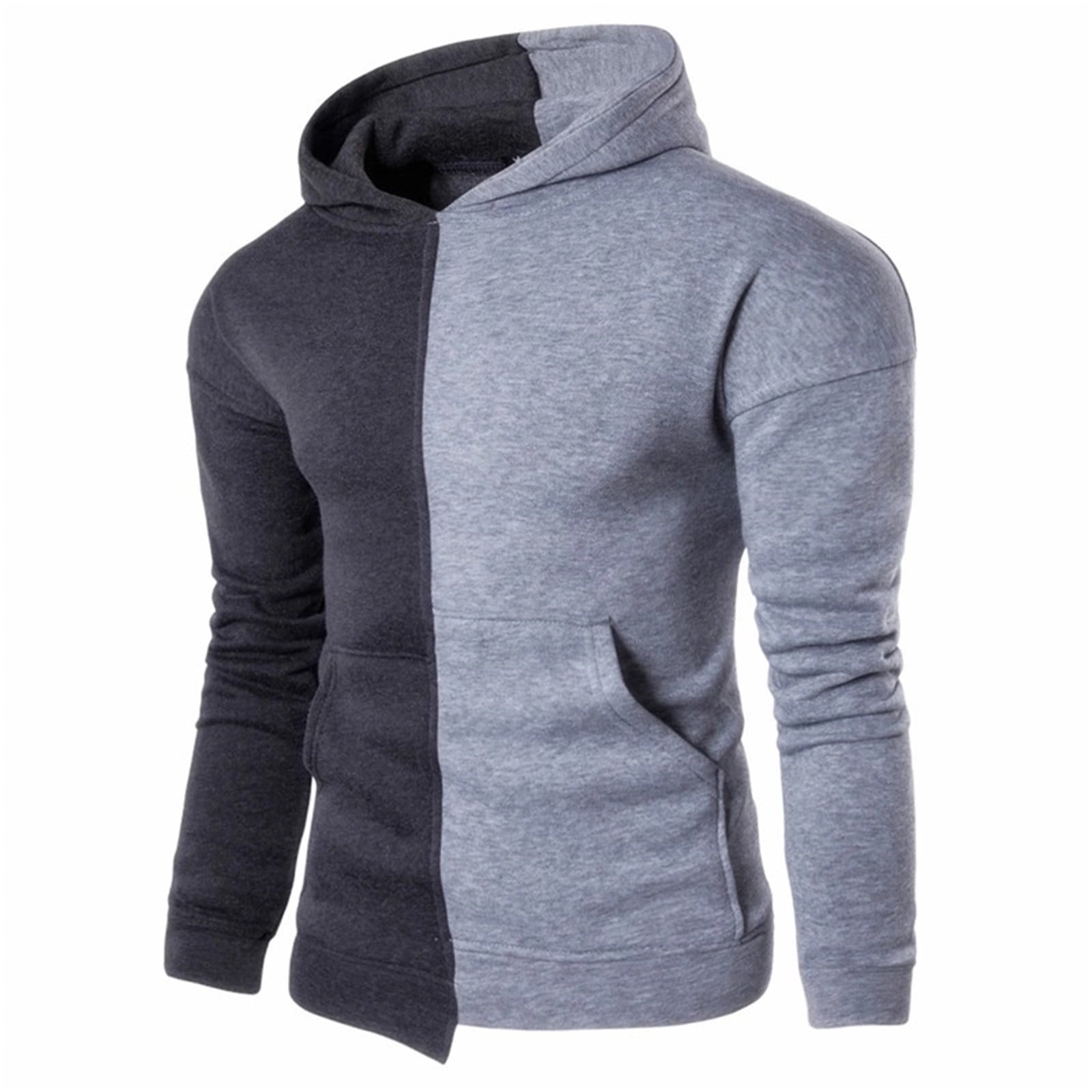 Hoodie Men Spring And Autumn New Large Size Casual Color Matching Asymmetrical Hooded Slim Sweatshirt Walmart