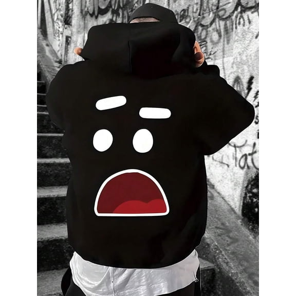 Hoodie Men's Youth Street Wear Hooded Sweatshirt (Reinforced Collar, Hem, And Shoulder Seams To Prevent Deformation) Men's Letter Print Drawstring Hooded Casual Loose Sweatshirt Casual Hooded Sweatsh