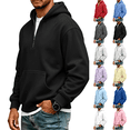 thumbnail image 1 of Hoodie Mens Quarter Zip Pullover Basic Sweatshirt Men Drawstring Hooded with Plain Elastic Hem 1/4 Zip Sweatshirt Black XL, 1 of 9