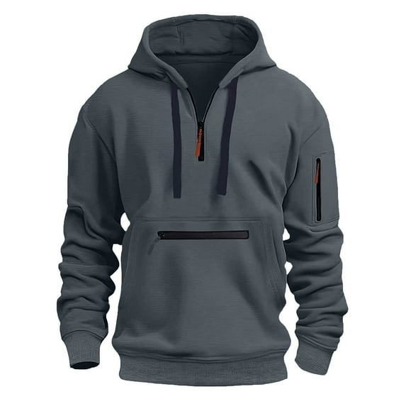 Hoodie Mens Shirts Hooded Drawstring Adjustable Shirt Casual Sports Pullover Solid Color Zipper Pocket Long Sleeve Hooded Sweatshirts Top Everyday,Streetwear,Outdoor Sports Clothing Shirts For Men