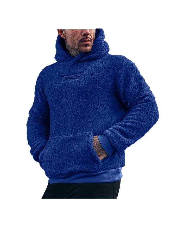 Hoodie Mens Shirts Hooded Drawstring Adjustable Shirt Men's Casual Double-sided Velvet Pocket Solid Color Long Sleeved Sweatshirt Everyday,Streetwear,Outdoor Sports Clothing Shirts For Men