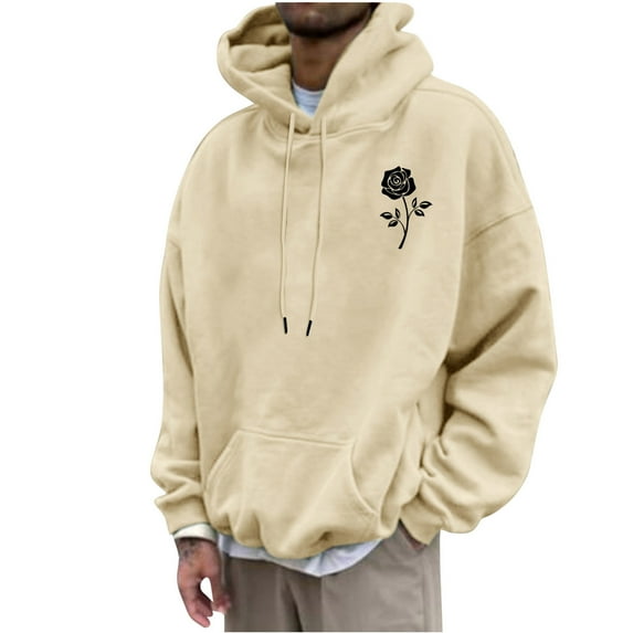 Hoodie Mens Shirts Hooded Drawstring Adjustable Shirt Men's Hoodie Letter Rinted Pullover Long-sleeved Top Hooded Sweatshirts Everyday,Streetwear,Outdoor Sports Clothing Shirts For Men