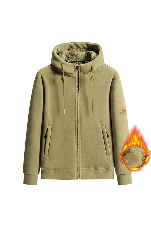 Hoodie Mens Shirts Hooded Drawstring Adjustable Shirt Winter Solid Color Thickened Fleece Double-sided Rocking Hooded Padded Sweater Jacket Everyday,Streetwear,Outdoor Sports Clothing Shirts For Men
