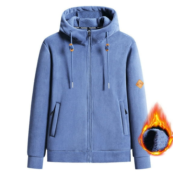 Hoodie Mens Shirts Hooded Drawstring Adjustable Shirt Winter Solid Color Thickened Fleece Double-sided Rocking Hooded Padded Sweater Jacket Everyday,Streetwear,Outdoor Sports Clothing Shirts For Men
