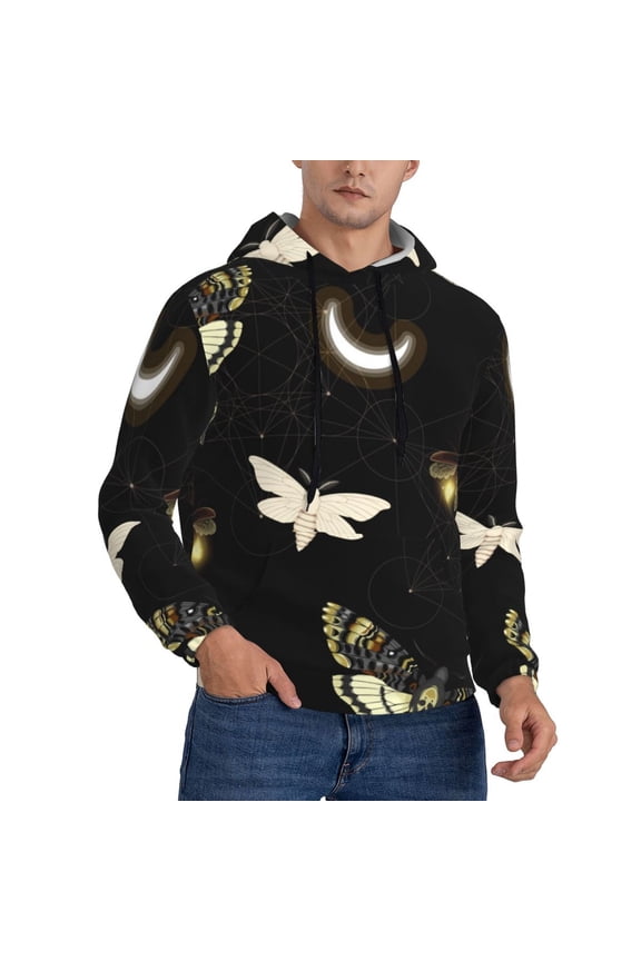 Hoodie Novelty Sweatshirt Pullover Hoodies for Men, Death Head Hawk Moth Fireflies