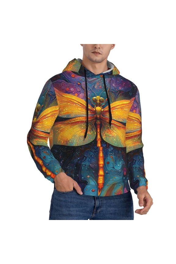 Hoodie Novelty Sweatshirt Pullover Hoodies for Men, Dragonfly Psychedelic Abstract
