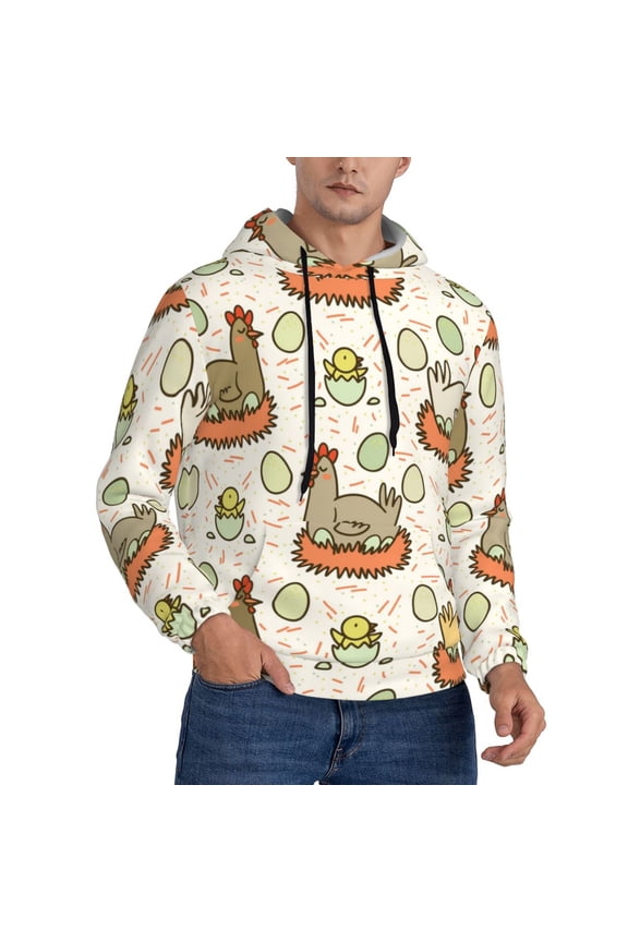 Hoodie Novelty Sweatshirt Pullover Hoodies for Men, Funny Chicken Egg Cute Farm