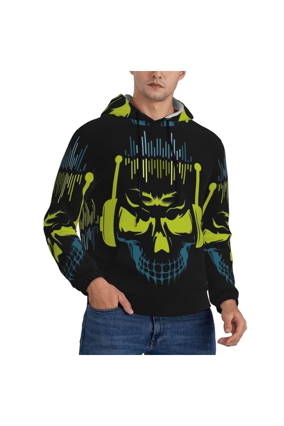 Hoodie Novelty Sweatshirt Pullover Hoodies for Men, King Dj Skull