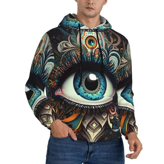 Hoodie Novelty Sweatshirt Pullover Hoodies for Men, Magic Evil Eyes Psychedelic