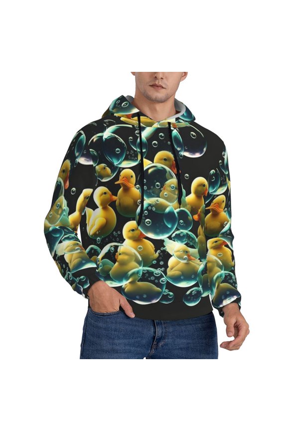 Hoodie Novelty Sweatshirt Pullover Hoodies for Men, Rubber Ducks In Soap Bubbles