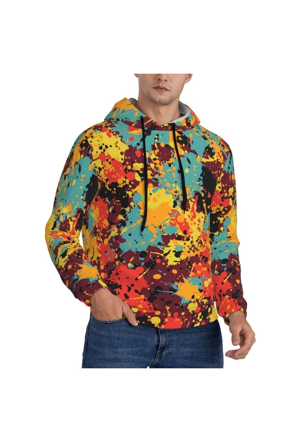 Hoodie Novelty Sweatshirt Pullover Hoodies for Men, Splatter Ink Paint Grunge Splash