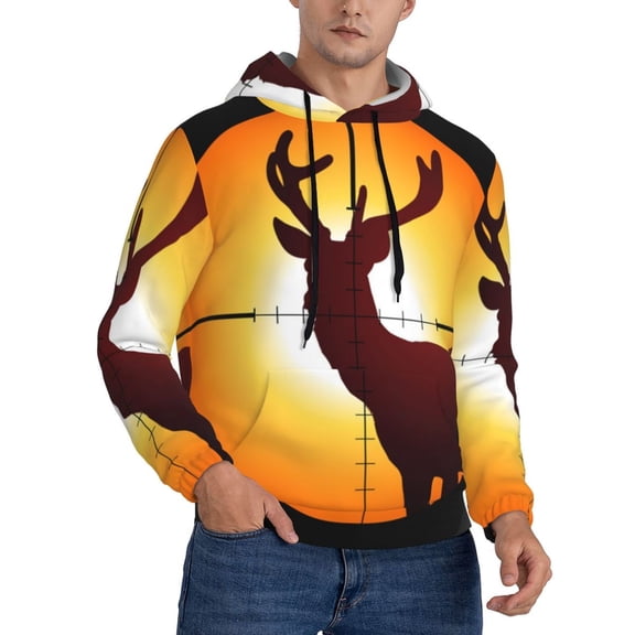 Hoodie Novelty Sweatshirt Pullover Hoodies for Men, Target Deer Elk Hunting