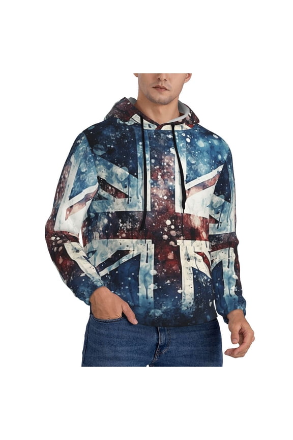 Hoodie Novelty Sweatshirt Pullover Hoodies for Men, Union Jack Vintage UK Flag Starry