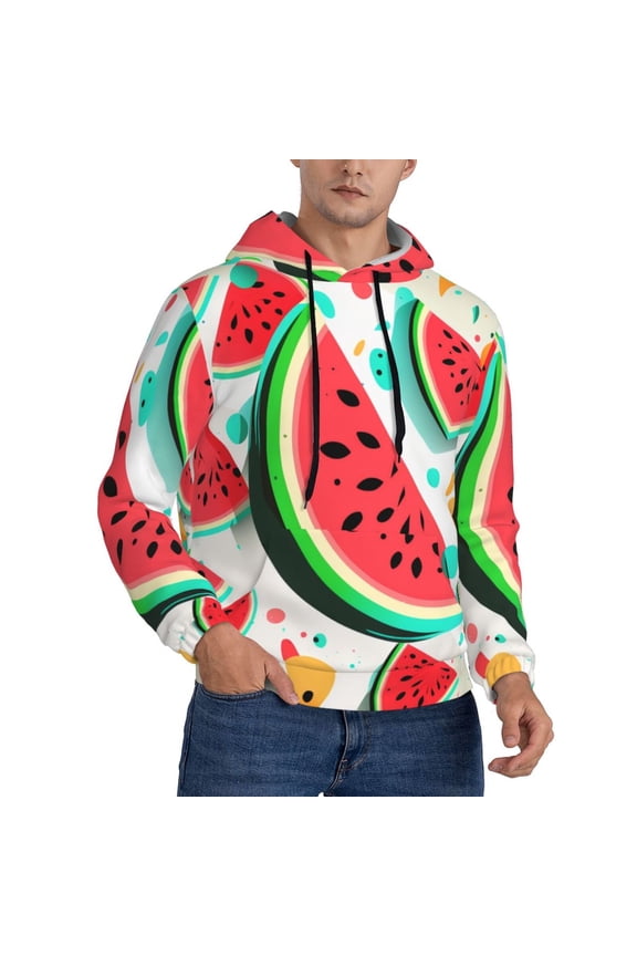 Hoodie Novelty Sweatshirt Pullover Hoodies for Men, Watermelon Cool Cartoon