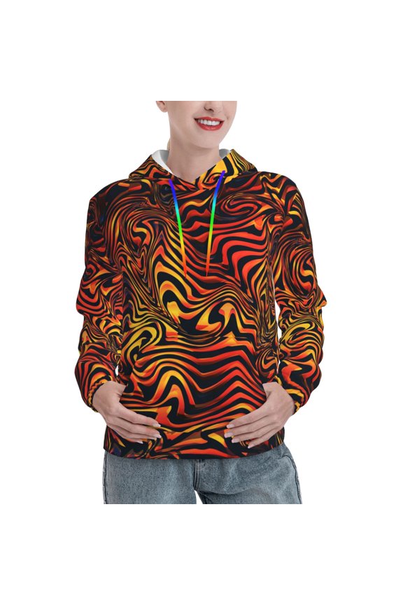 Hoodie Novelty Sweatshirt Pullover Hoodies for Women, Burn Curved Line Fire