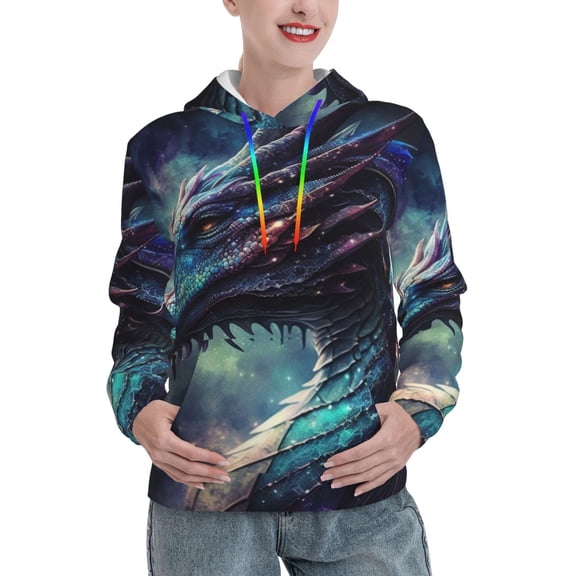 Hoodie Novelty Sweatshirt Pullover Hoodies for Women, Dragon Cool Art Galaxy