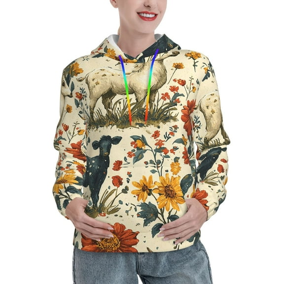 Hoodie Novelty Sweatshirt Pullover Hoodies for Women, Farm House Animals Goat