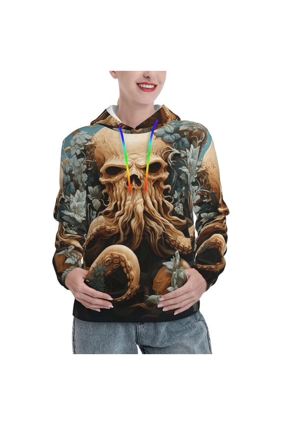 Hoodie Novelty Sweatshirt Pullover Hoodies for Women, Kraken Octopus Tentacles Vintage Art Retro
