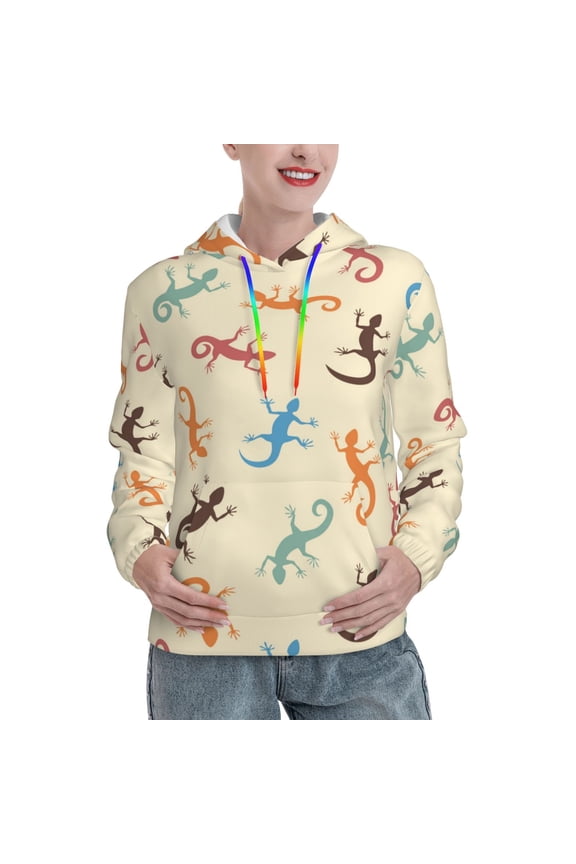 Hoodie Novelty Sweatshirt Pullover Hoodies for Women, Lizards Lizard Pattern