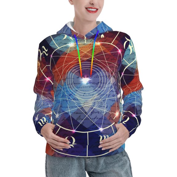 Hoodie Novelty Sweatshirt Pullover Hoodies for Women, Magic Circle With Zodiacs Sign