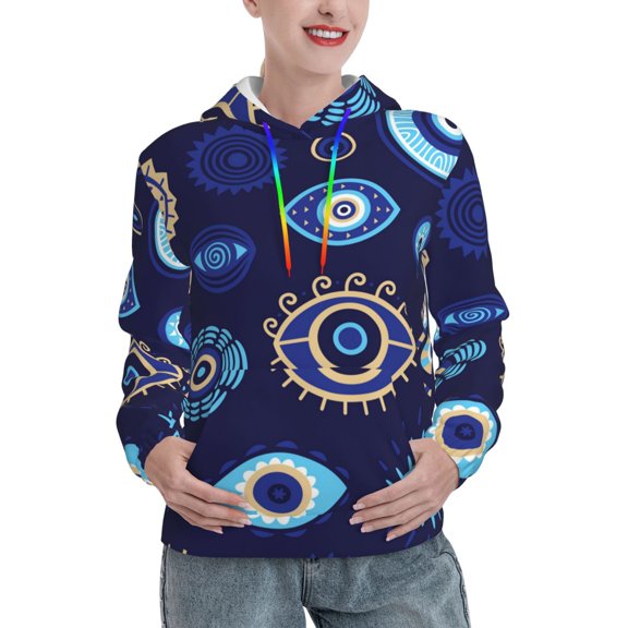 Hoodie Novelty Sweatshirt Pullover Hoodies for Women, Magic Evil Eyes