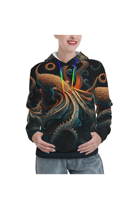 Hoodie Novelty Sweatshirt Pullover Hoodies for Women, Octopus Twisted Tentacles Art
